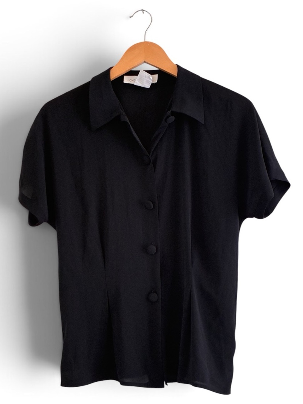 Jones New York | Vintage black lightweight button front short sleeve blouse sz 4